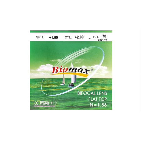 BIOLIFE Полімерна біфокальна лінза BIOLIFE HMC+EMI Ind. 1,56 Ø70 (+0.0 +3.0 Add +0.0 +3.0)