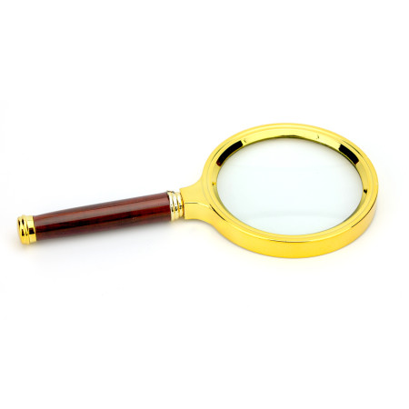 Лупа пластиковая золото (линза стекло) 70мм