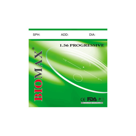 BIOMAX Полімерна прогресивна лінза BIOMAX HMC+EMI Ind. 1,56 Ø70/14мм (+0.0 +3.0 Add +0.0 +3.0)