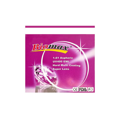 BIOMAX Полімерна асферична лінза Biomax UV400 EMI HMC Ind. 1,61 Ø65 (+6,5/+10,0)