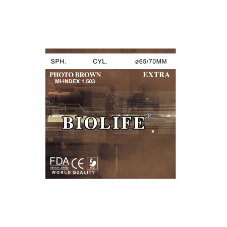 BIOLIFE, TAIJIAHAO, WOC Мінеральна фотохромна лінза (корич.) Ind. 1,523 Ø70-65 (±4.5 /±6.0)