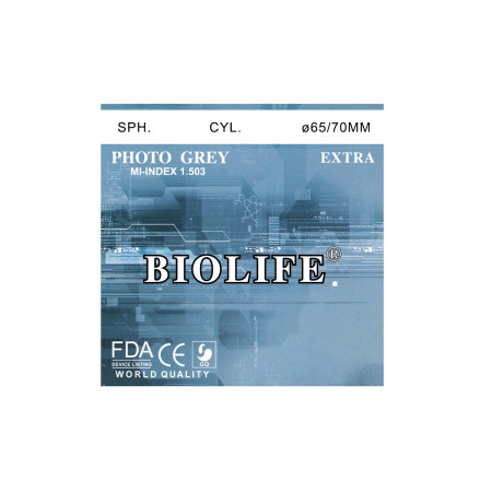 BIOLIFE, TAIJIAHAO, WOC, ZHANLISHUN, MAKSEMA Мінеральна фотохромна лінза (сірий) Ind. 1,523 Ø70-65 (±4.5 /±6.0)