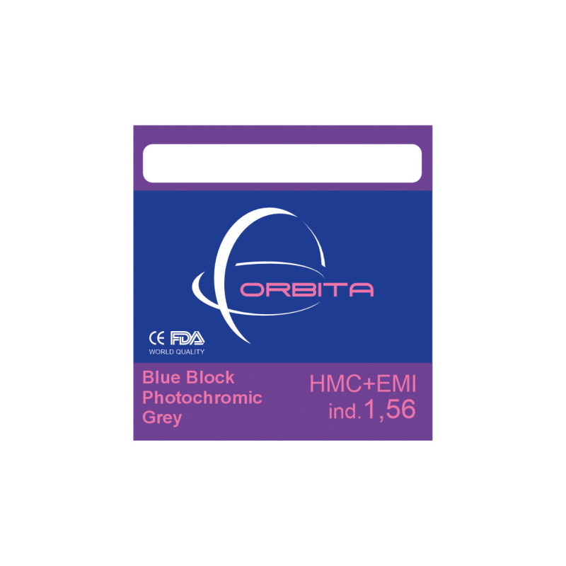 BIOMAX Полімер-фотохромна лінза BIOMAX, ORBITA BLUEBLOCK (сіра) Ind. 1,56 Ø70 (±0,0 / ±6,0)
