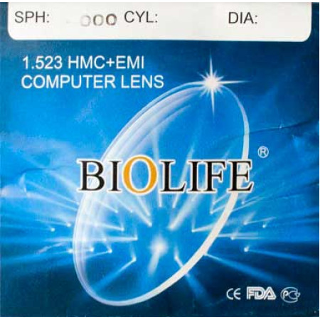 BIOLIFE, TAIJIAHAO Мінеральна лінза BIOLIFE c покриттям EMI Ind. 1,523 Ø65 (±0.0 / ±4.0)