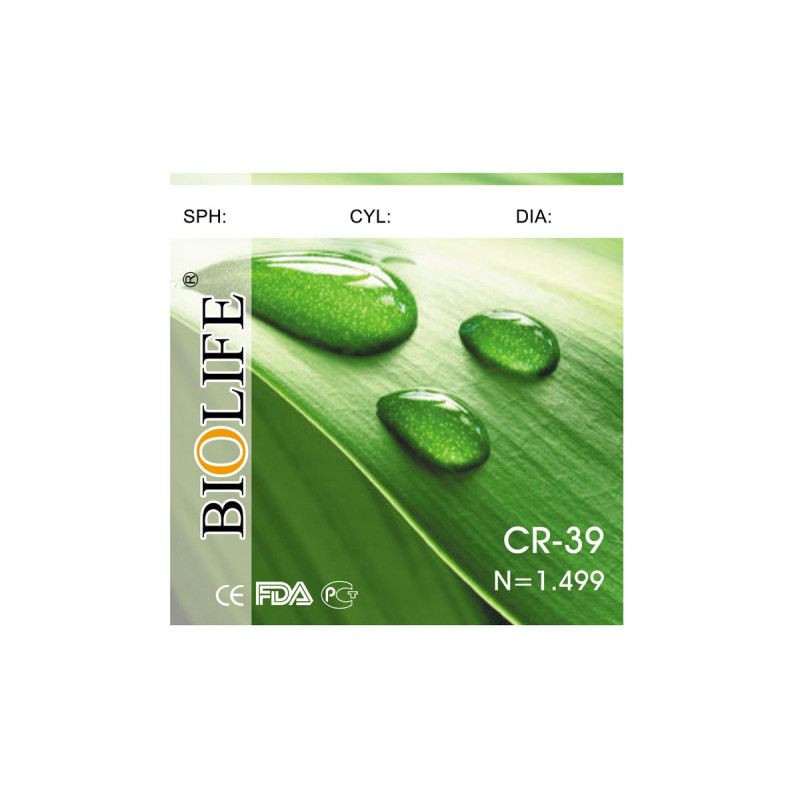 BIOMAX, BIOLIFE, REFLEX Полімерна лінза CR-39 без покриття. Ind. 1,49. Ø70 (±0,00 / ±6,00)